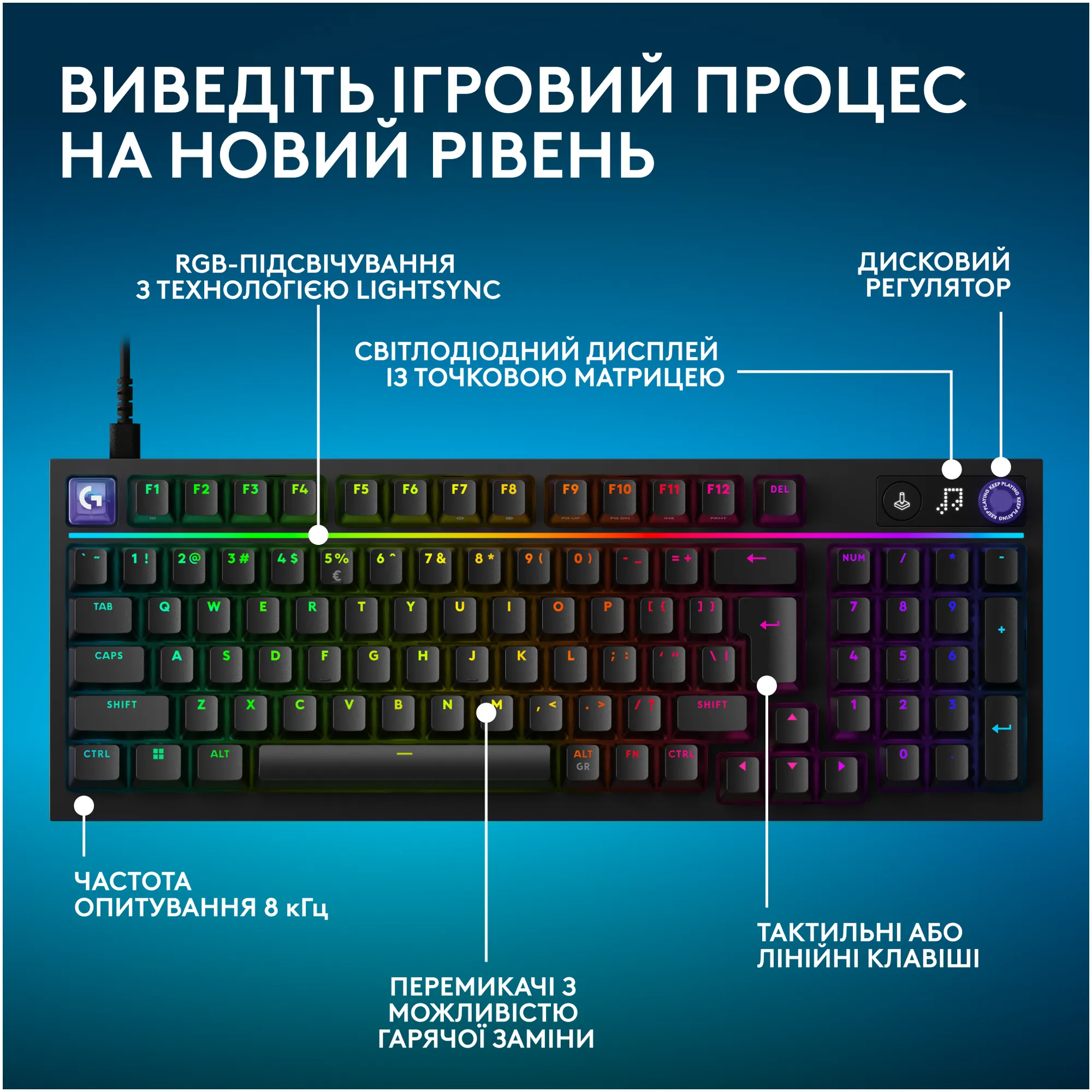 Купить Клавиатура Logitech G316 X 98 Tactile Wired Gaming Black (920-014205) - фото 3