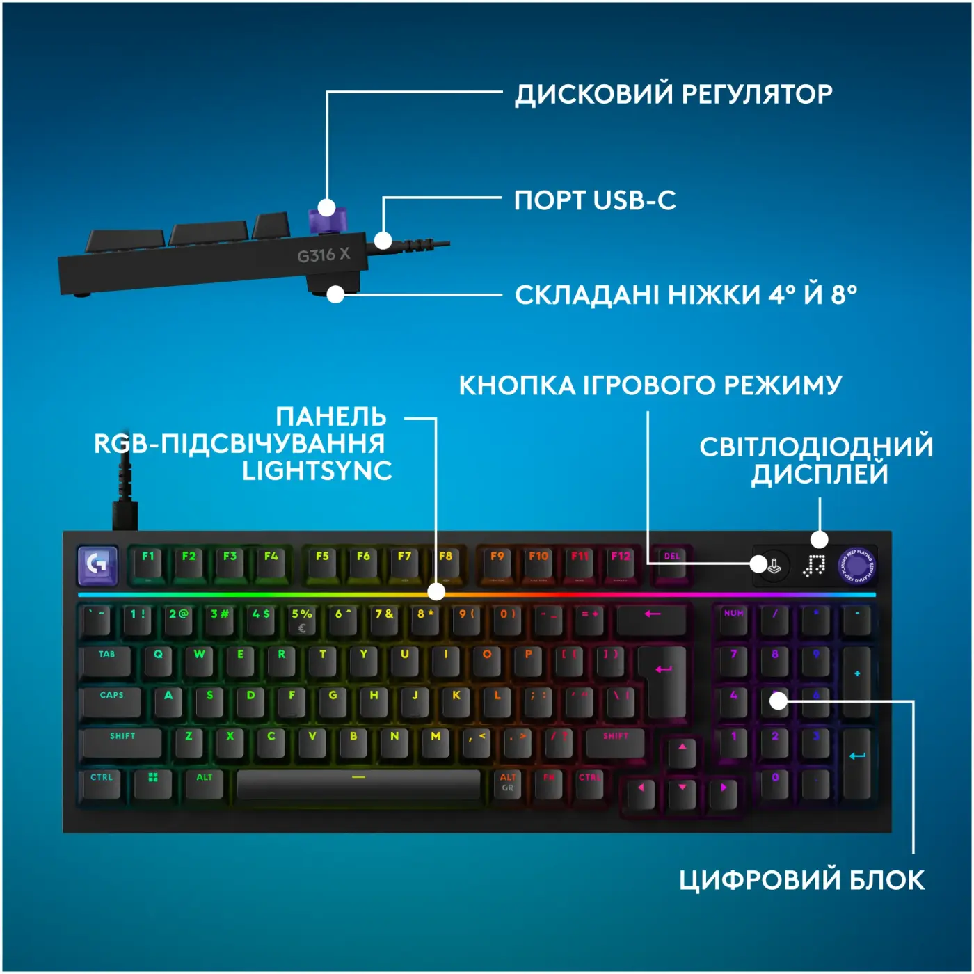 Купить Клавиатура Logitech G316 X 98 Tactile Wired Gaming Black (920-014205) - фото 11
