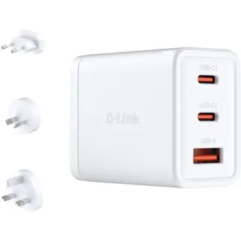 Купити Мережевий зарядний пристрій D-Link DCP-651 65Вт GaN 2хUSB-С, 1xUSB-A White - фото 2