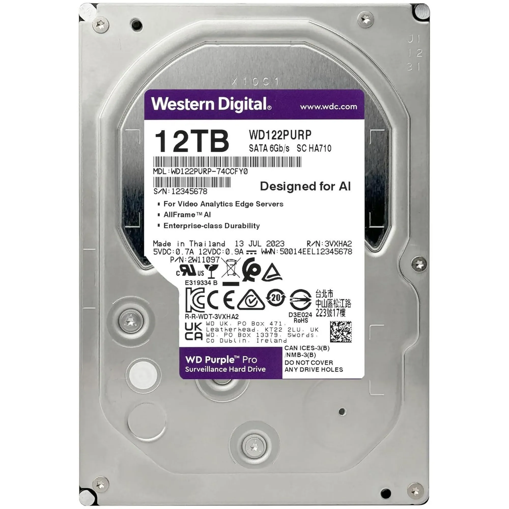 Купить Жесткий диск Western Digital Purple Pro 12TB 3.5" SATA III (WD122PURP) - фото 3