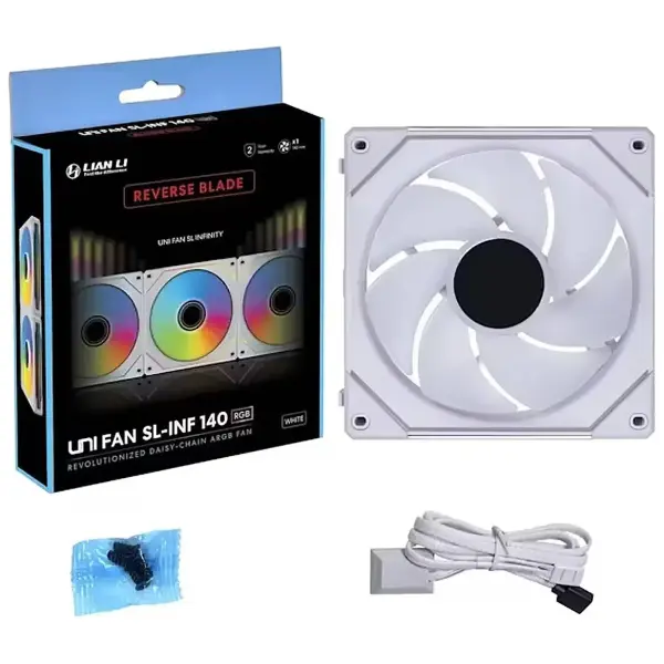 Купити Вентилятор Lian Li Uni Fan SL-INF Wireless 140 Reverse Blade White (G99.14RSLIN1W1W.00) - фото 4