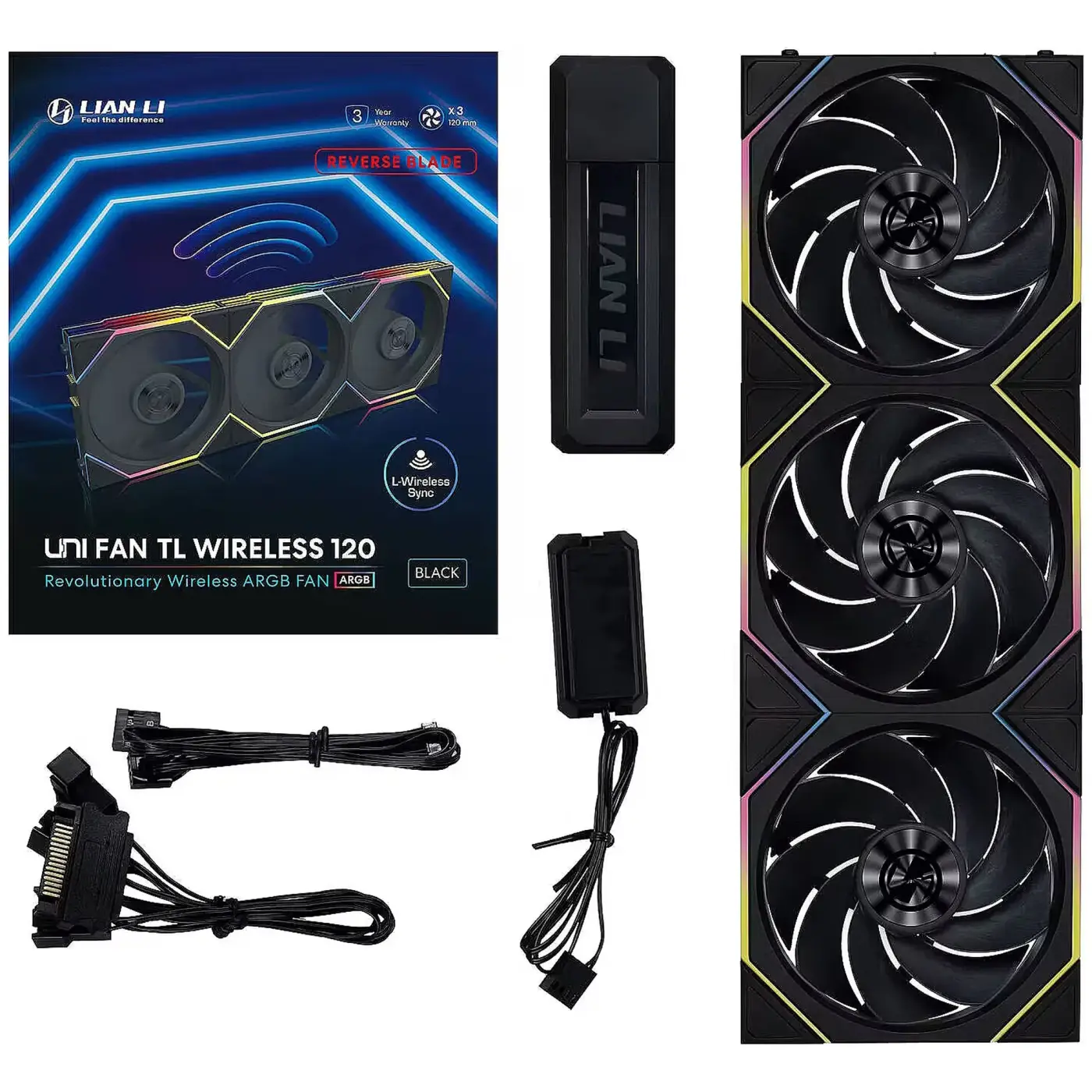Купить Вентилятор Lian Li Uni Fan TL Wireless Reverse Blade 3-Pack Black (G99.12RTL1W3B.00) - фото 9