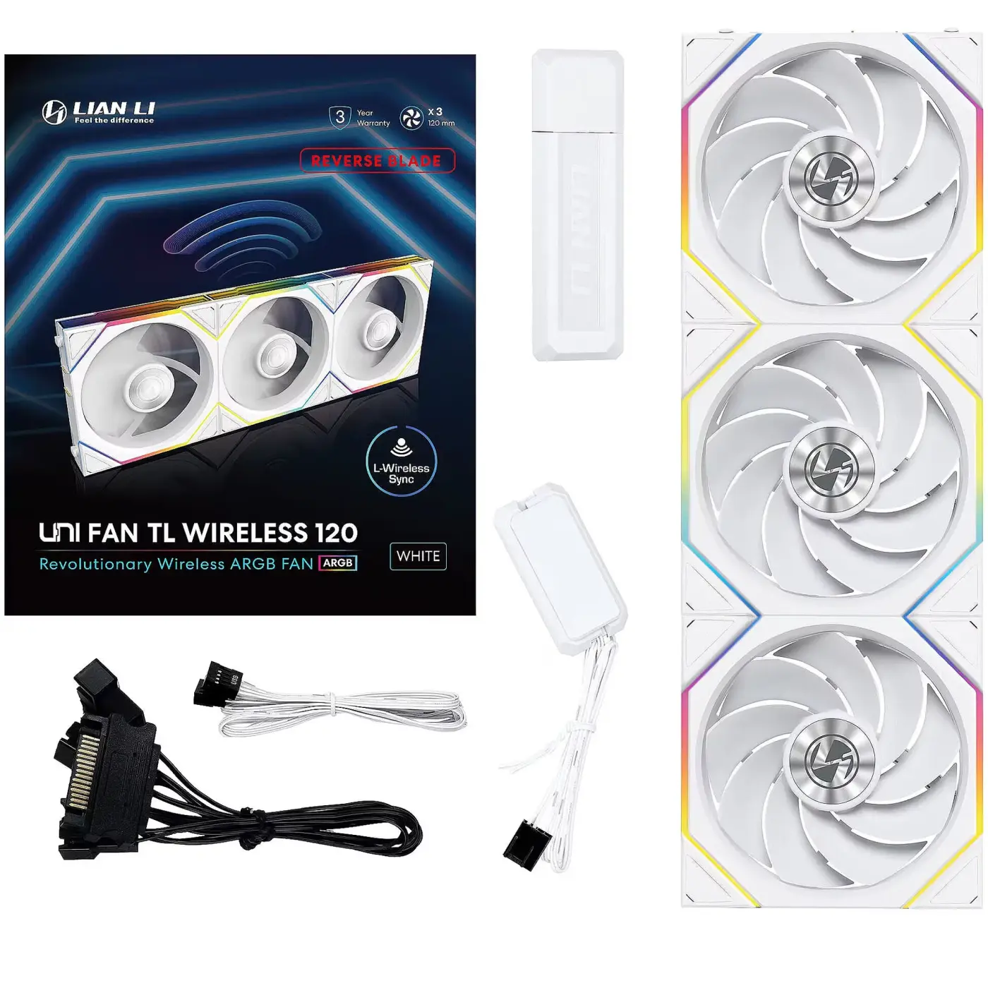 Купити Вентилятор Lian Li Uni Fan TL Wireless Reverse Blade 3-Pack White (G99.12RTL1W3W.00) - фото 6