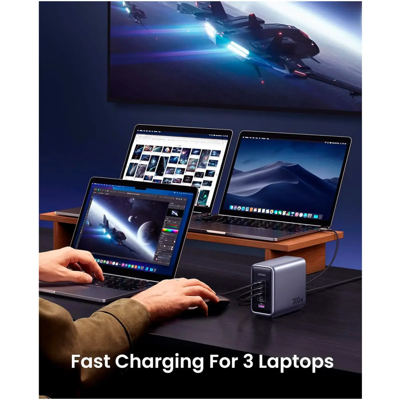 Купить Зарядное устройство Ugreen CD333 Nexode 300W 1xUSB-A, 4xUSB-C, PD3.1, QC4.0 GaN Wall Charger Gray (90903B) - фото 5