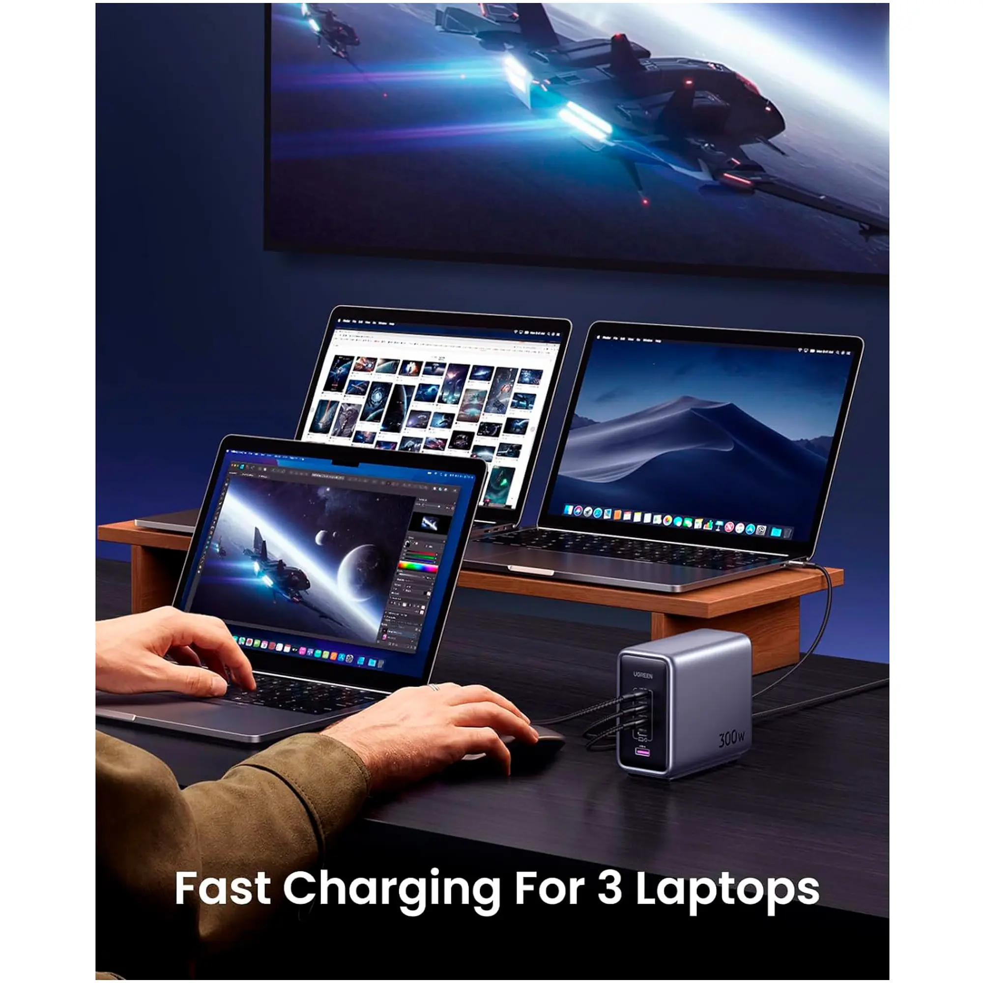 Купить Зарядное устройство Ugreen CD333 Nexode 300W 1xUSB-A, 4xUSB-C, PD3.1, QC4.0 GaN Wall Charger Gray (90903B) - фото 5