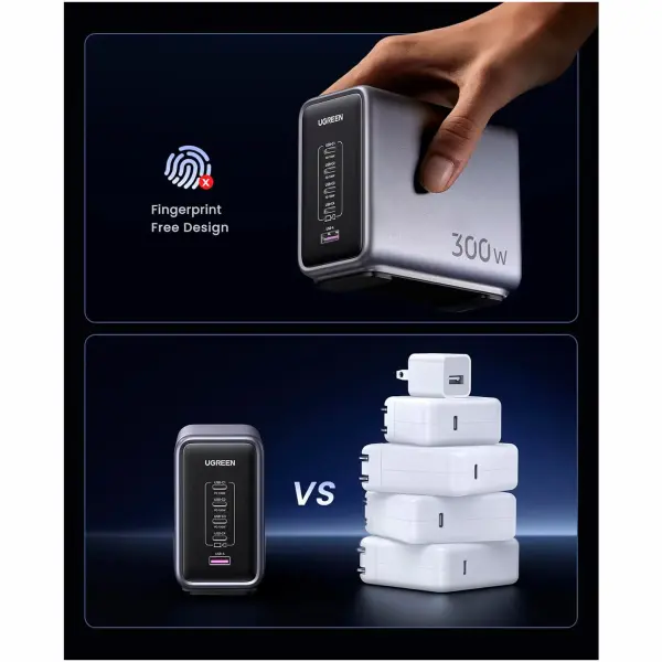 Купить Зарядное устройство Ugreen CD333 Nexode 300W 1xUSB-A, 4xUSB-C, PD3.1, QC4.0 GaN Wall Charger Gray (90903B) - фото 9