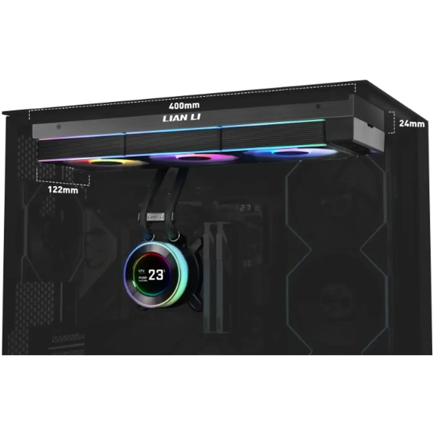 Купить Система водяного охлаждения Lian Li Hydroshift II LCD-C 360TL Black (G89.GHS2LCD36TB.00) - фото 4