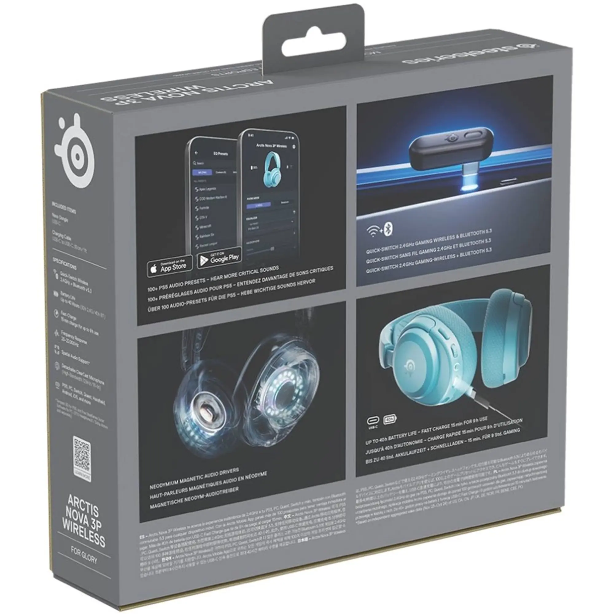 Купить Наушники SteelSeries Arctis Nova 3P Wireless MultiPlatform Aqua (SS61688) - фото 6