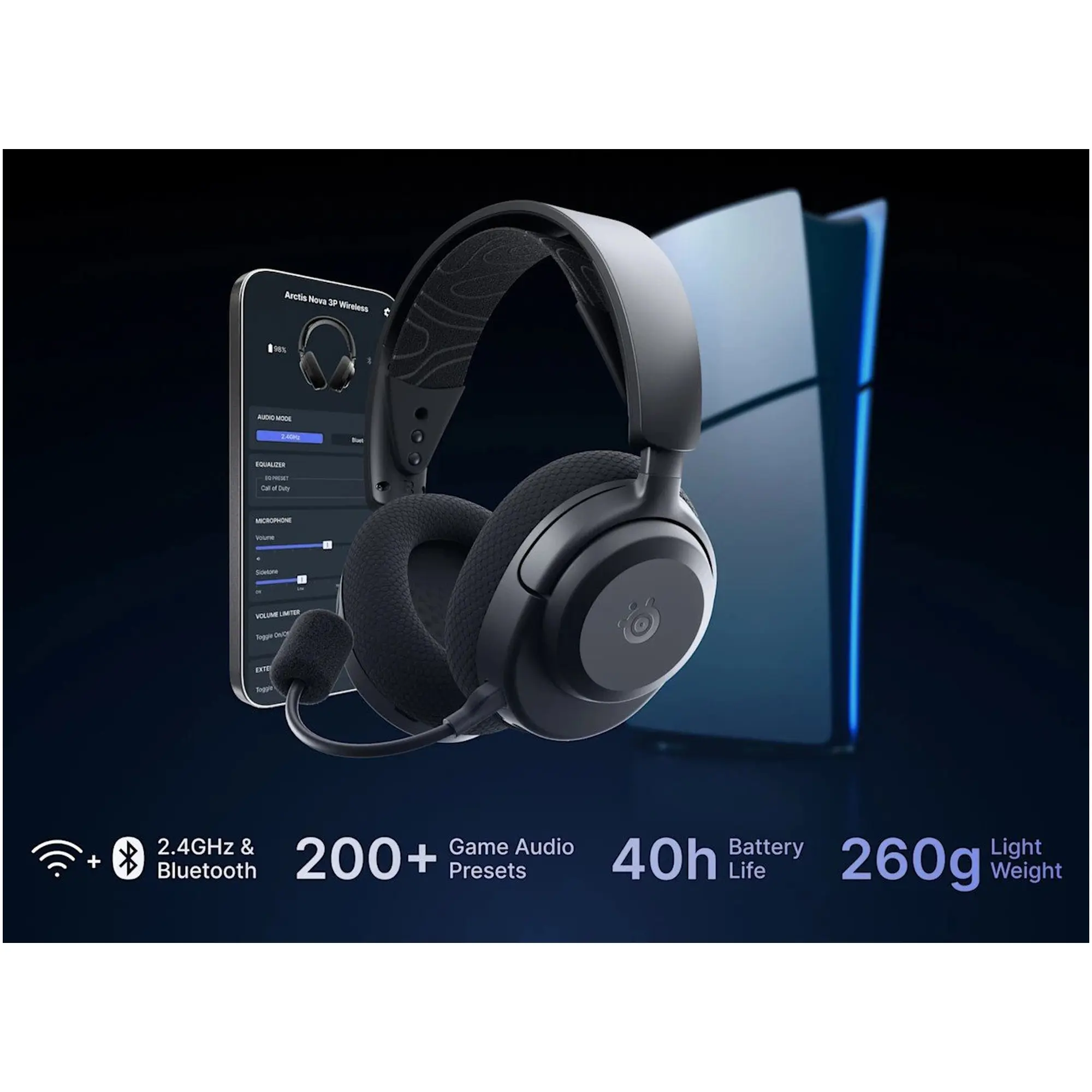 Купить Наушники SteelSeries Arctis Nova 3P Wireless MultiPlatform Black (SS61686) - фото 5