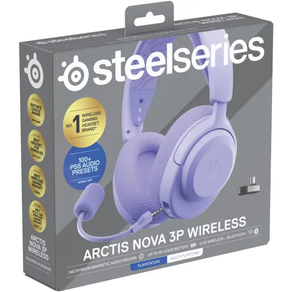 Купить Наушники SteelSeries Arctis Nova 3P Wireless MultiPlatform Lavender (SS61692) - фото 4
