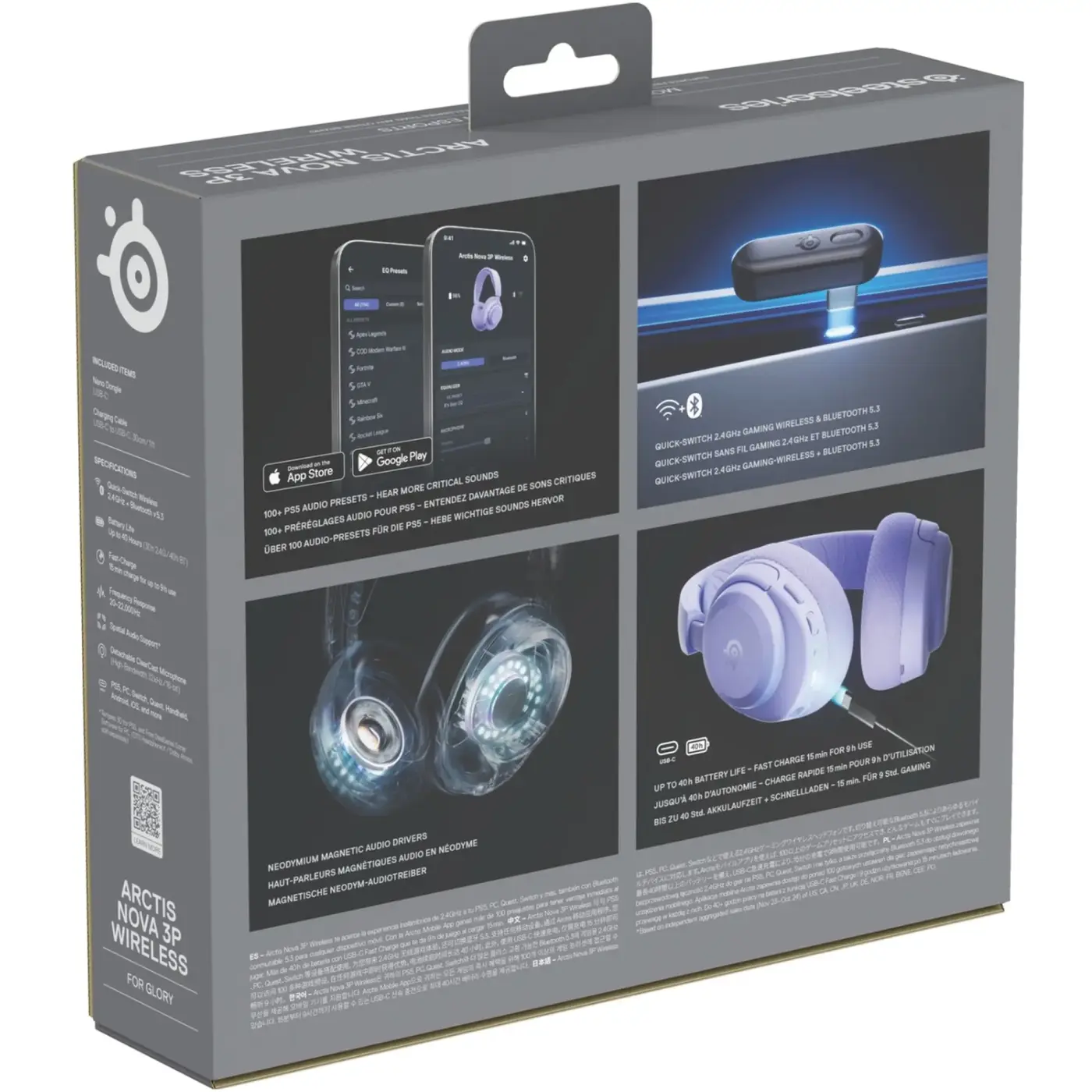 Купить Наушники SteelSeries Arctis Nova 3P Wireless MultiPlatform Lavender (SS61692) - фото 5