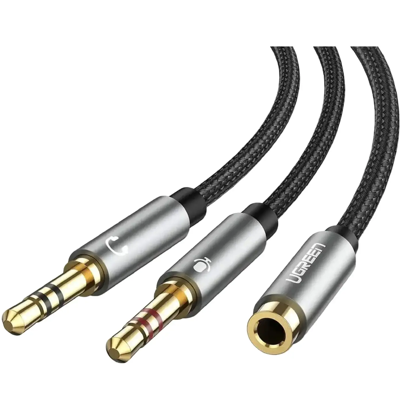 Купить Кабель UGREEN AV140 AUX Audio TRSx2 M/M 0.2m Gray (20899) - фото 1