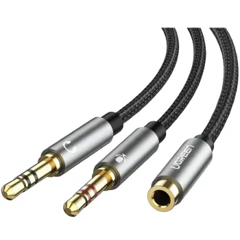 Купить Кабель UGREEN AV140 AUX Audio TRSx2 M/M 0.2m Gray (20899) - фото 1