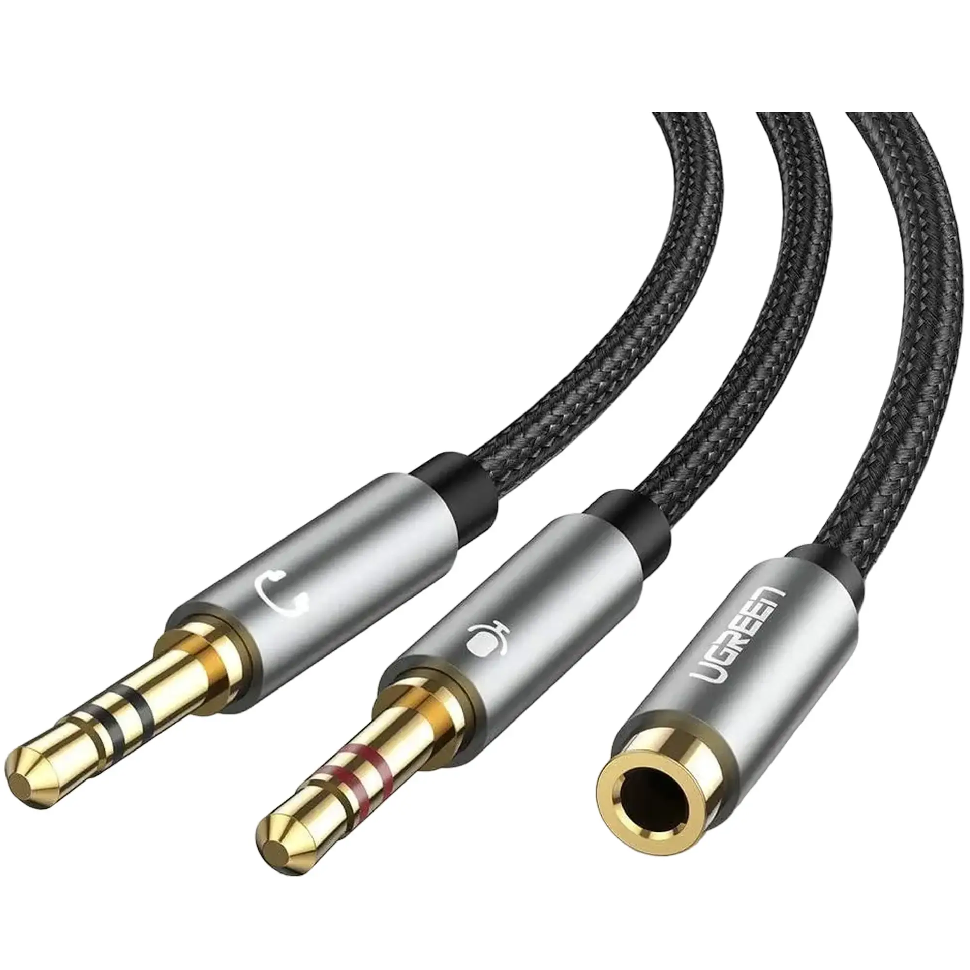 Купить Кабель UGREEN AV140 AUX Audio TRSx2 M/M 0.2m Gray (20899) - фото 1