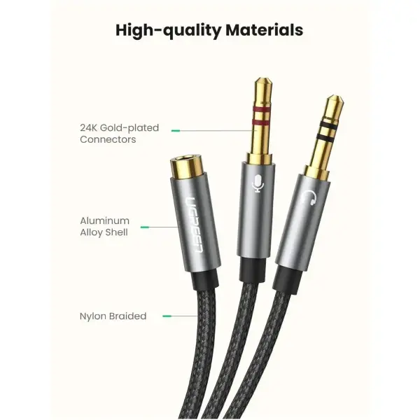 Купить Кабель UGREEN AV140 AUX Audio TRSx2 M/M 0.2m Gray (20899) - фото 2