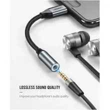 Купити Кабель UGREEN AV142 Type C - AUX Audio M/F 0.1m Gray (30632) - фото 2