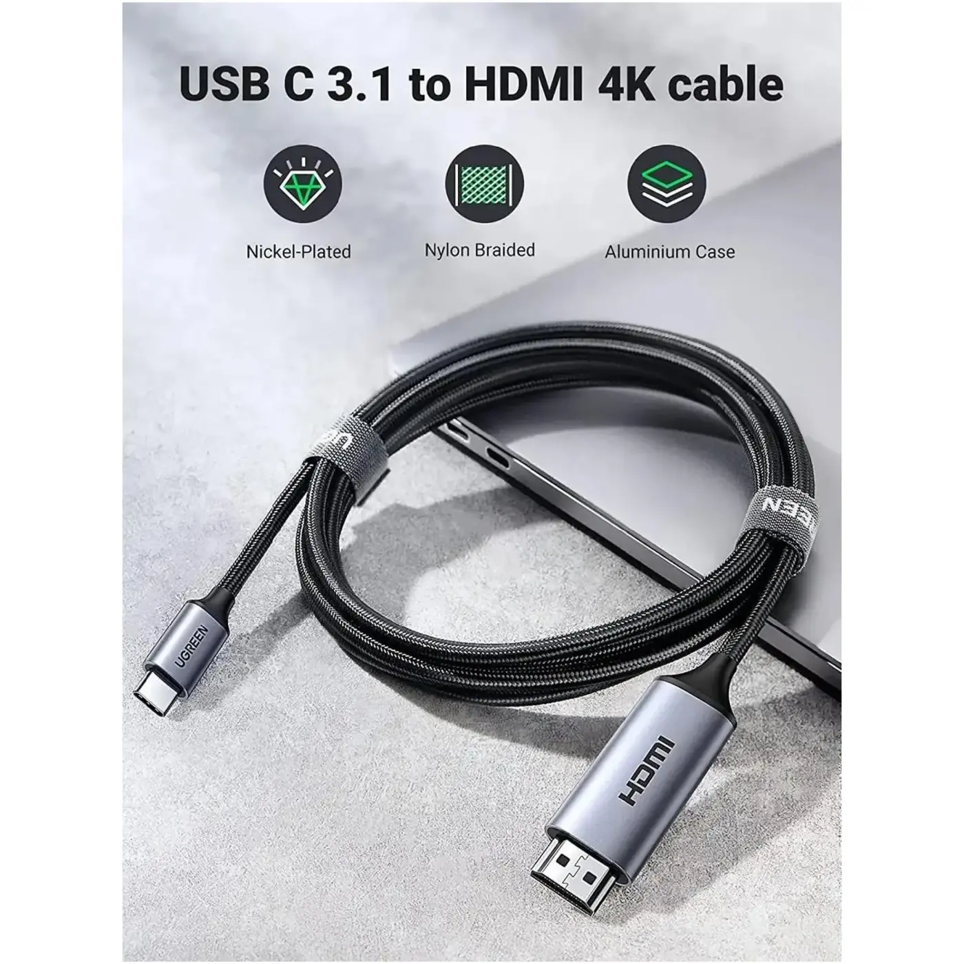 Купити Кабель UGREEN MM142 USB-C M - HDMI M 1.5m Gray/Black (50570) - фото 3