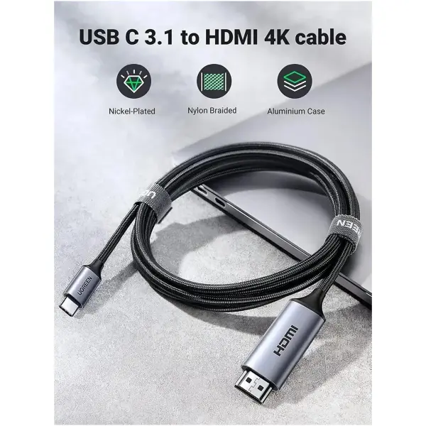 Купити Кабель UGREEN MM142 USB-C M - HDMI M 1.5m Gray/Black (50570) - фото 3