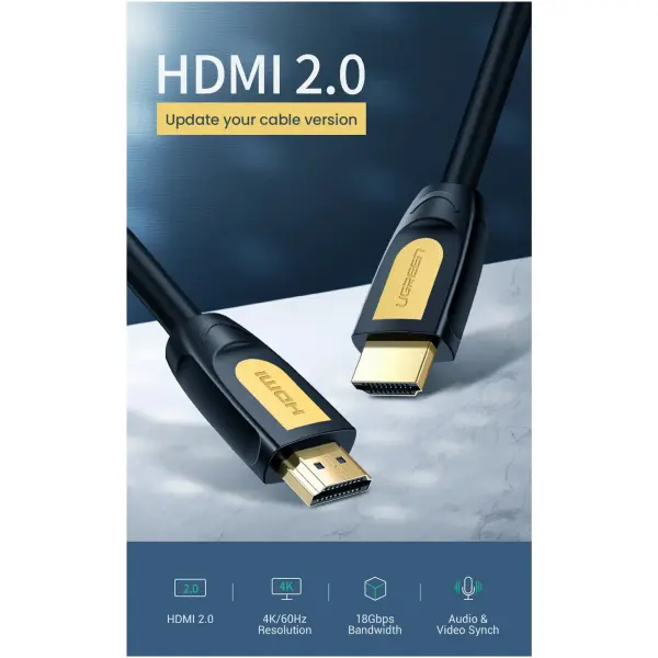 Купити Кабель UGREEN HD101 HDMI - HDMI 1m Yellow/Black (10115) - фото 2
