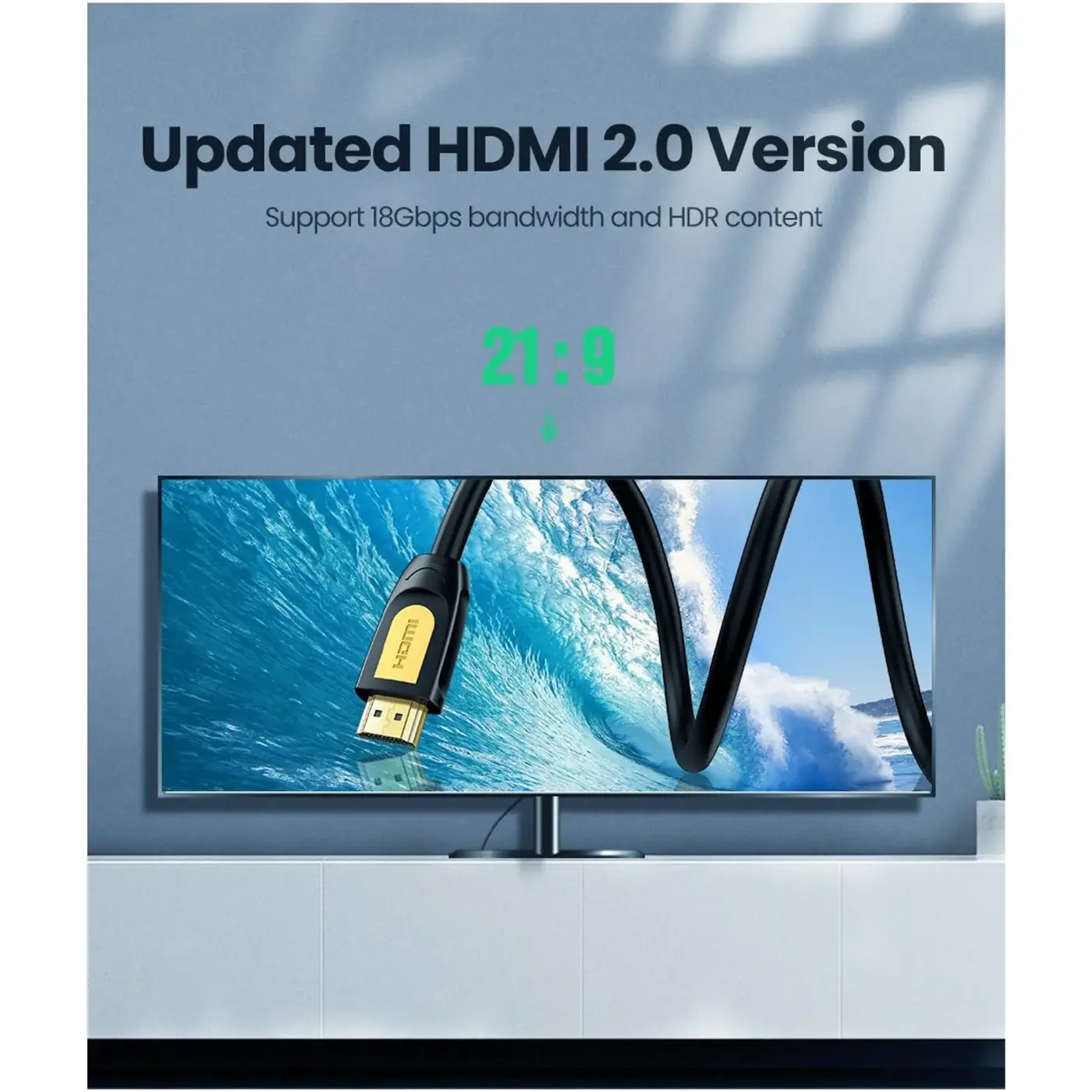 Купити Кабель UGREEN HD101 HDMI - HDMI 5m Yellow/Black (10167) - фото 4