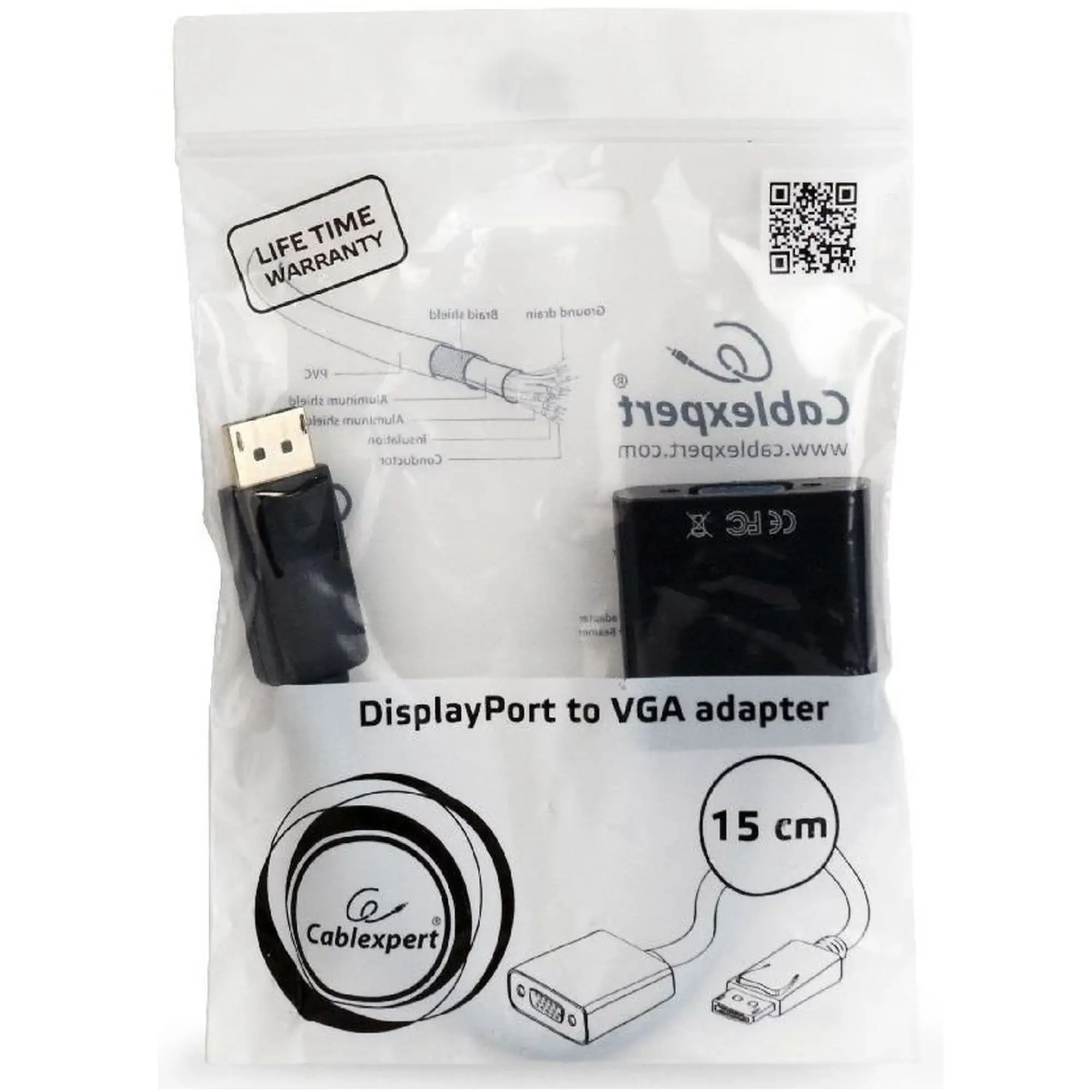 Купить Переходник Cablexpert DisplayPort - VGA 0.15 м (A-DPM-VGAF-02) - фото 2