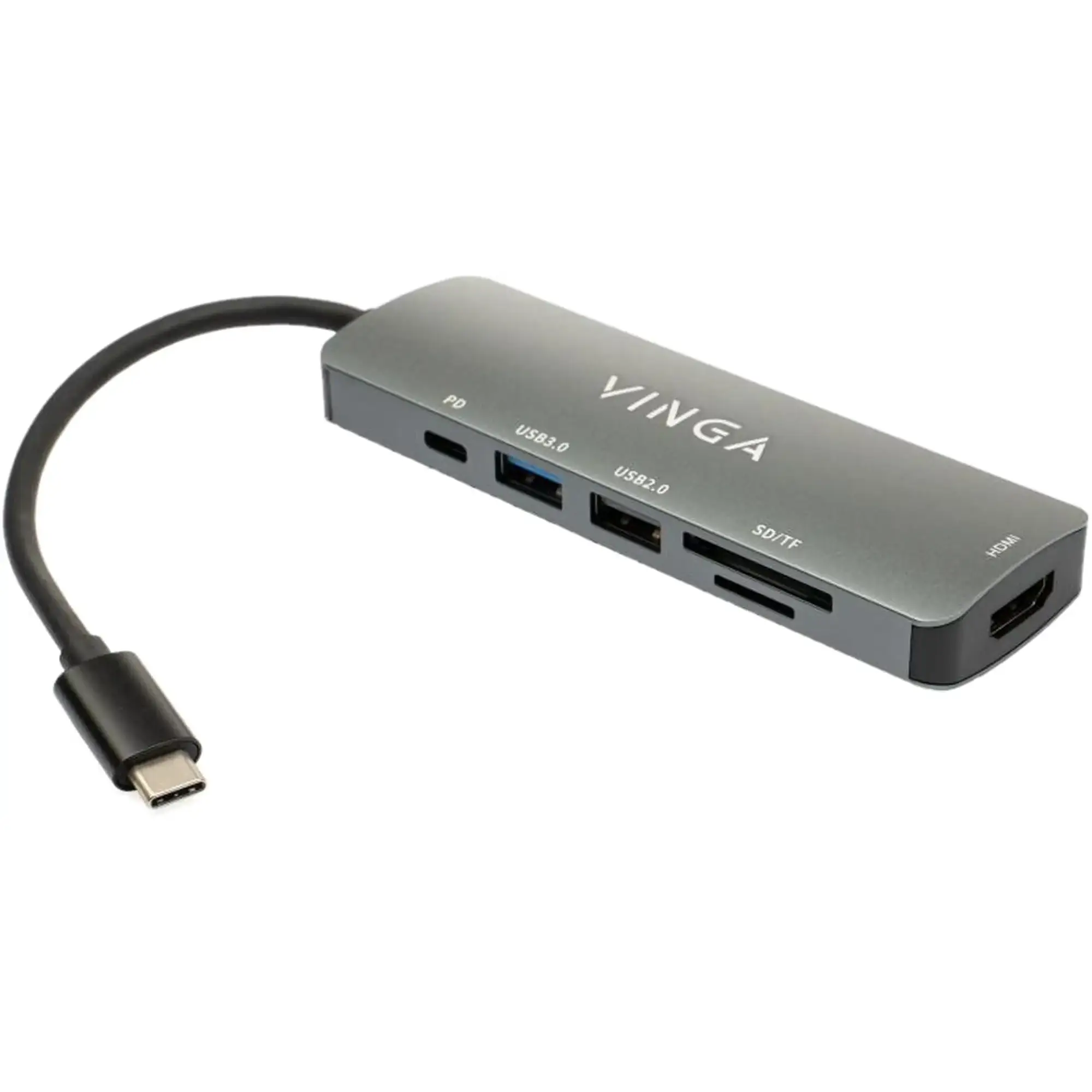 Купити Концентратор Vinga USB Type-C 3.1 to HDMI+USB3.0+USB 2.0+SD/microSD+PD (VHC6) - фото 1