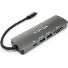 Купити Концентратор Vinga USB Type-C 3.1 to HDMI+USB3.0+USB 2.0+SD/microSD+PD (VHC6) - фото 2