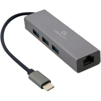 Купити Концентратор Cablexpert Type-С to Gigabit Ethernet, 3 Ports USB 3.1 Gen 1 (5 Gbps) (A-CMU3-LAN-01) - фото 1