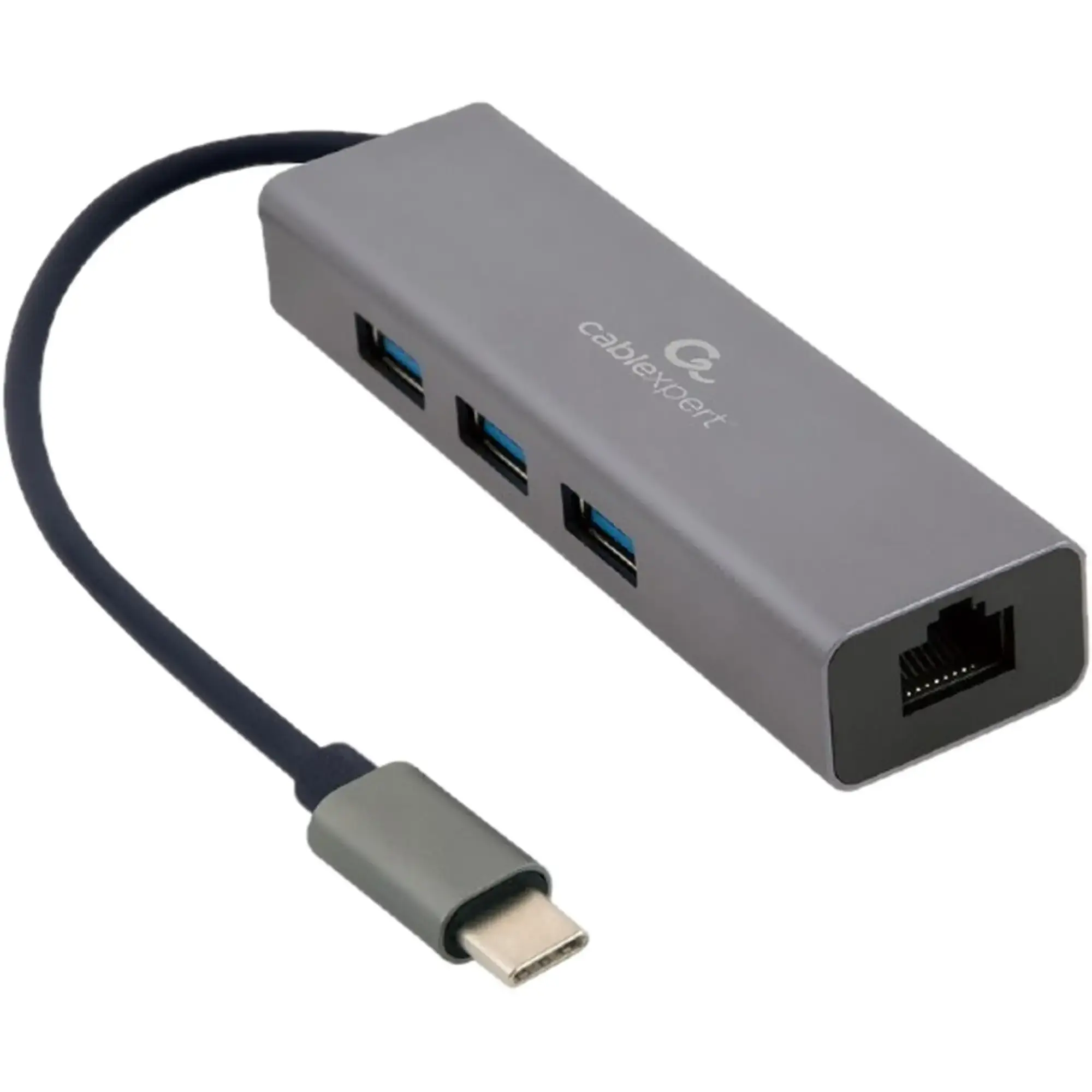 Купити Концентратор Cablexpert Type-С to Gigabit Ethernet, 3 Ports USB 3.1 Gen 1 (5 Gbps) (A-CMU3-LAN-01) - фото 1