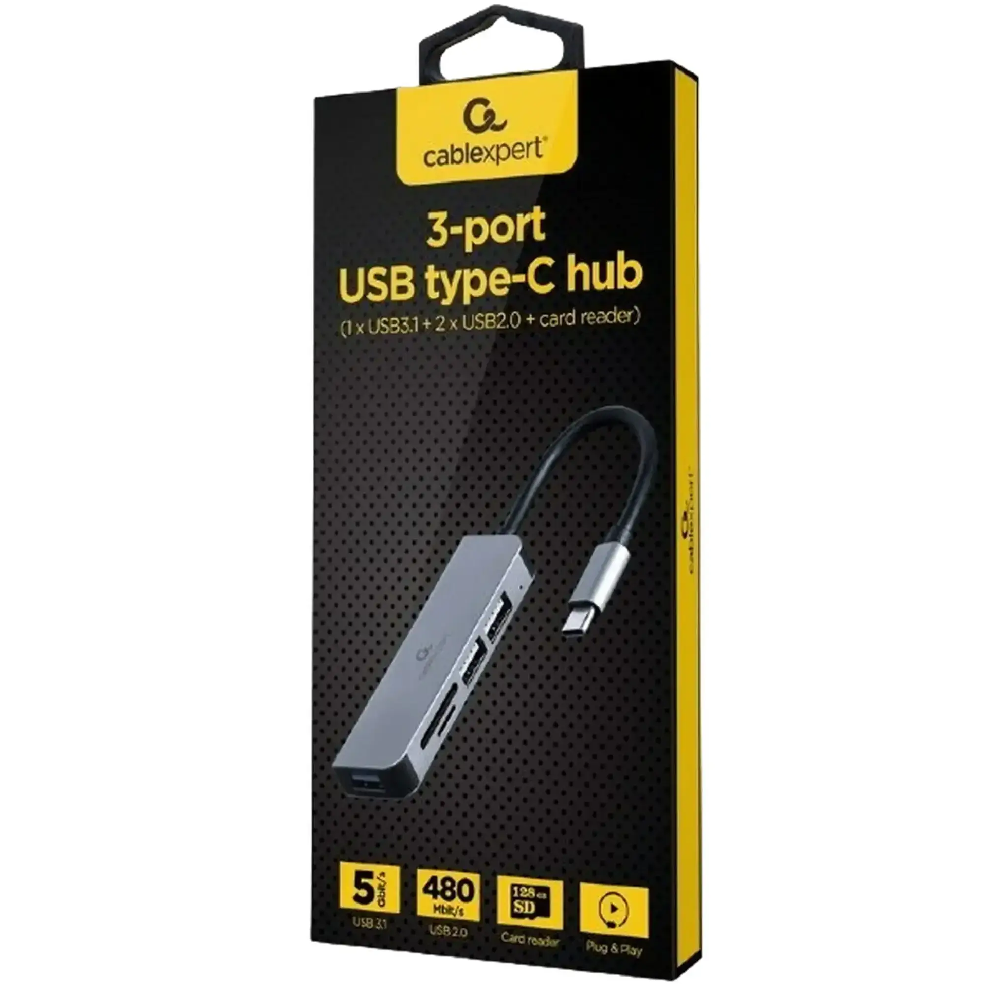 Купить Концентратор Cablexpert USB-С to 1 х USB 3.1 Gen 1 (5 Gbps), 2 х USB 2.0, CardReader (UHB-CM-CRU3P1U2) - фото 2