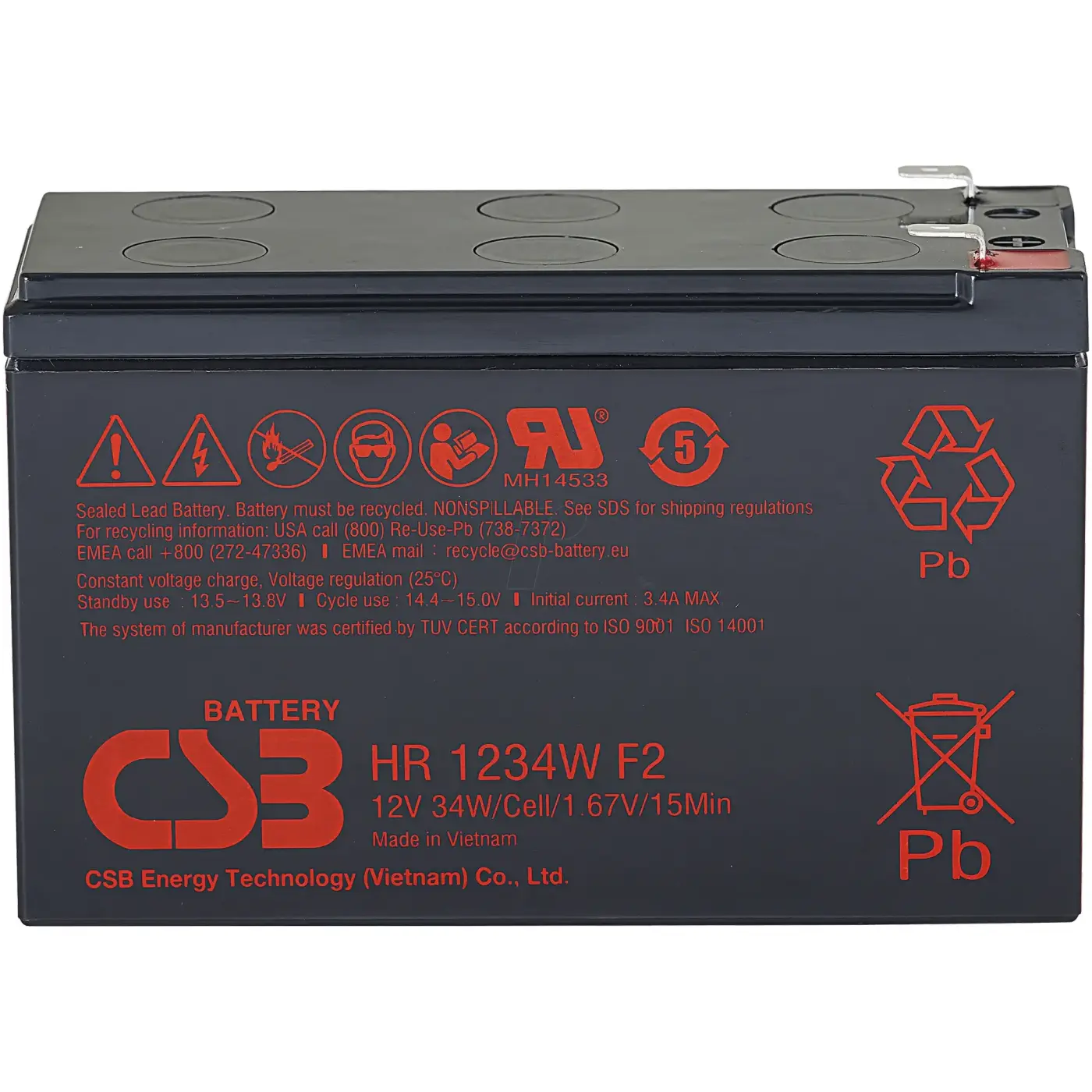 Купить Аккумуляторная батарея к ИБП (UPS) CSB HR1234WF2 12V 9Ah - фото 1