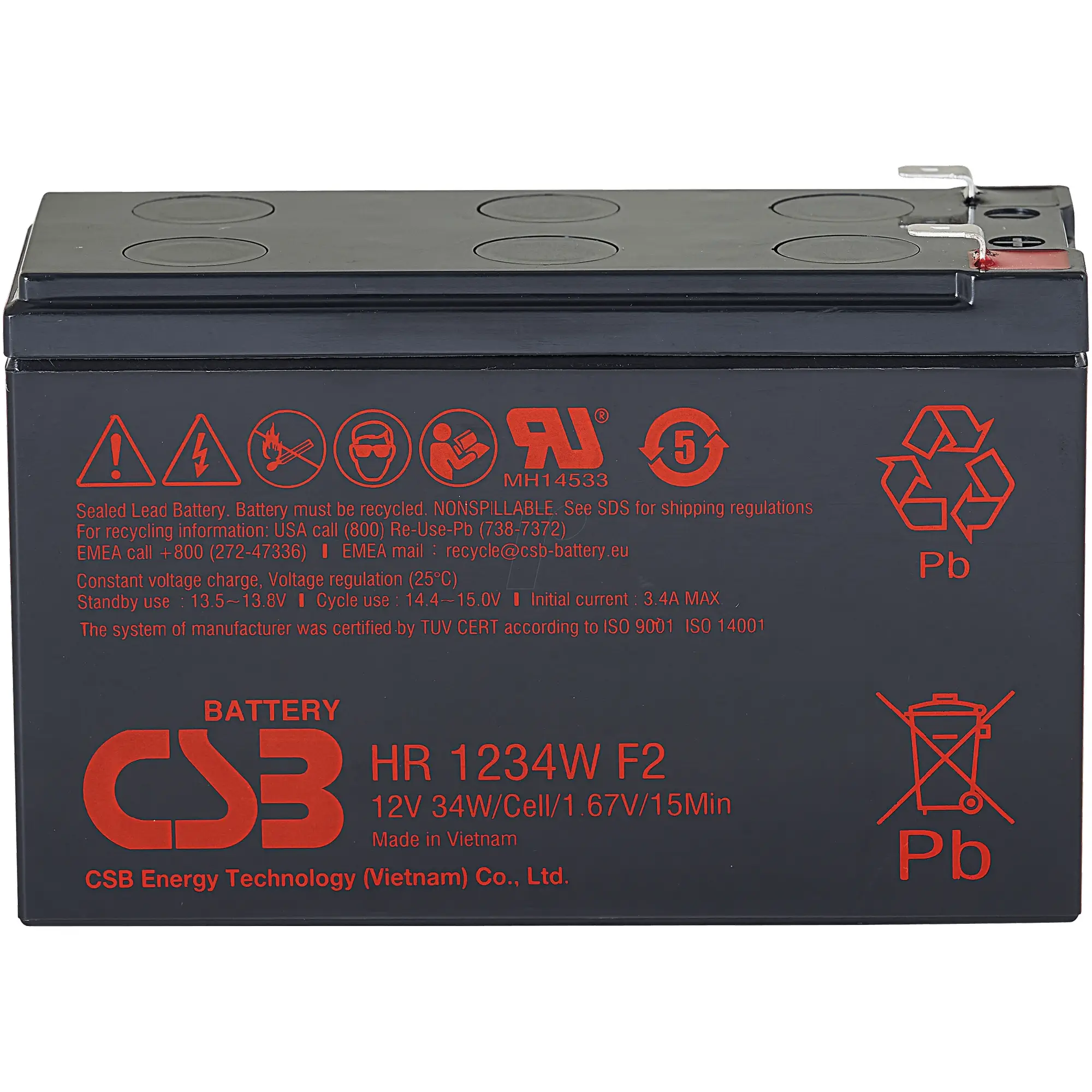 Купить Аккумуляторная батарея к ИБП (UPS) CSB HR1234WF2 12V 9Ah - фото 1