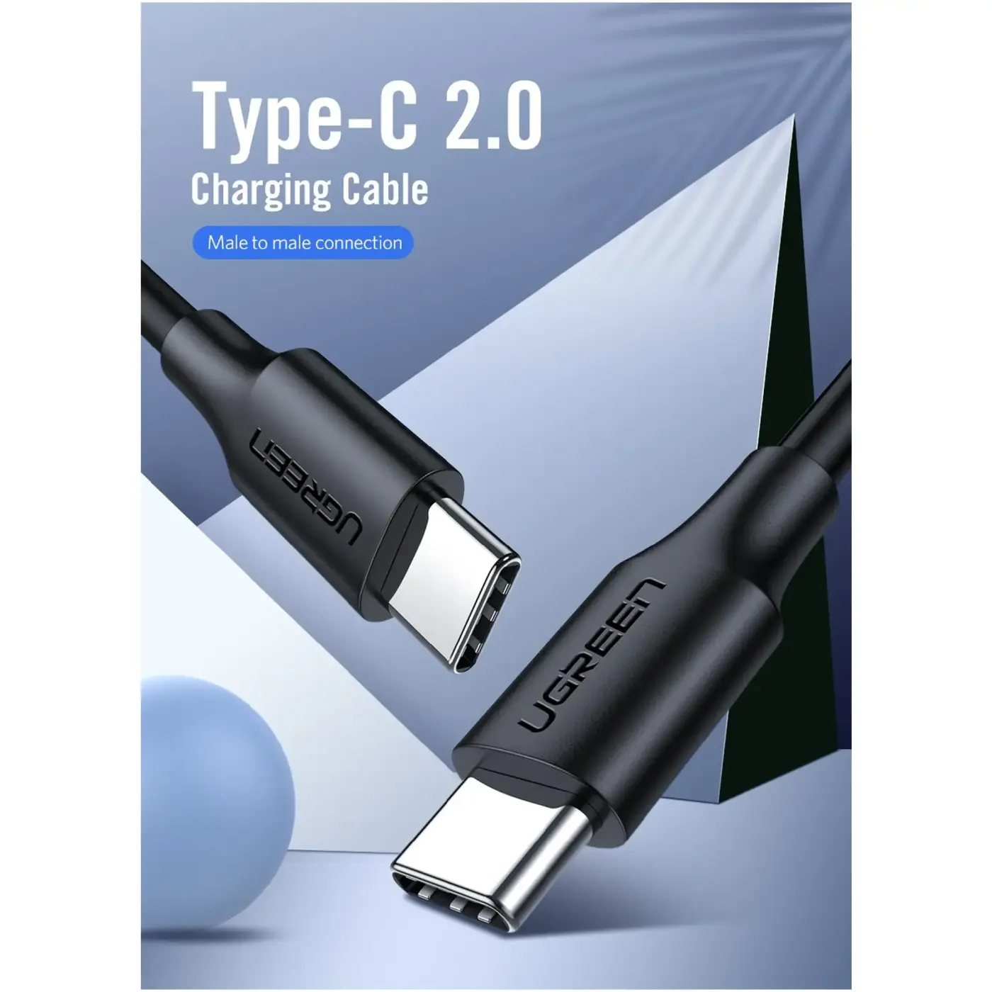 Купить Кабель UGREEN US286 USB-C - USB-C 3A 0.5m Black (50996) - фото 2