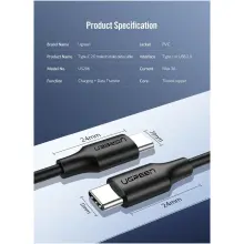 Купить Кабель UGREEN US286 USB-C - USB-C 3A 0.5m Black (50996) - фото 7