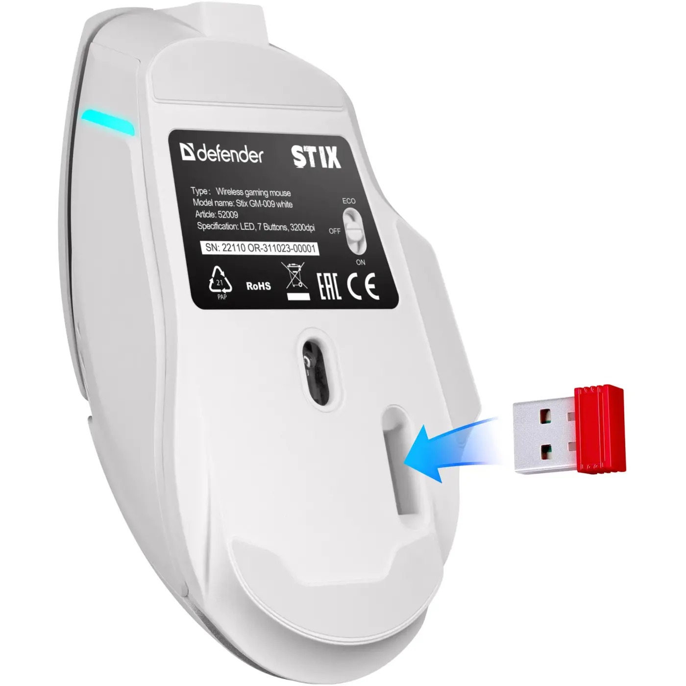 Купити Мишка Defender Stix GM-009 LED Wireless White (52009) - фото 5