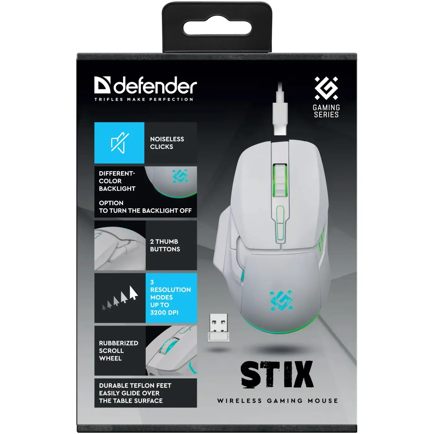 Купити Мишка Defender Stix GM-009 LED Wireless White (52009) - фото 6