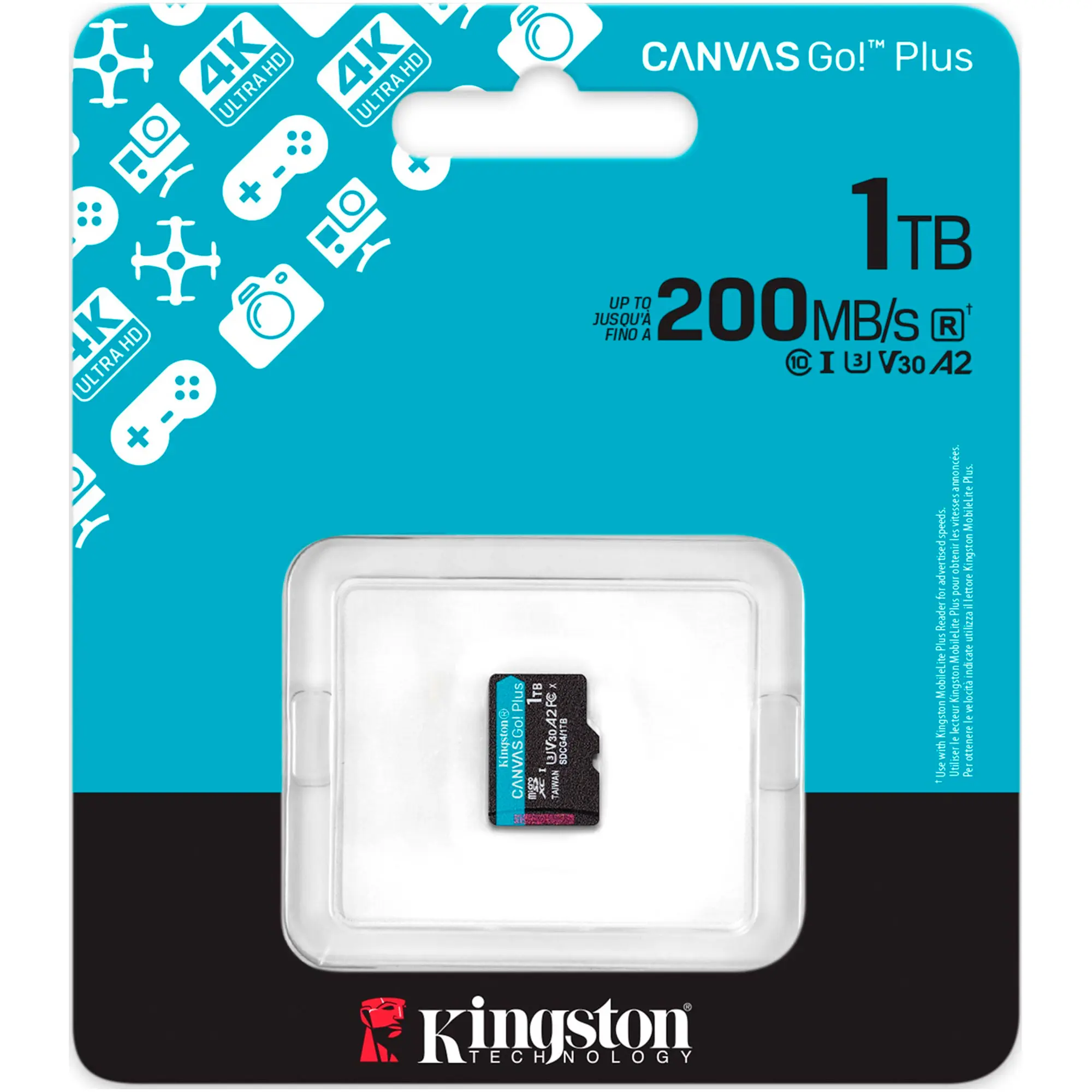 Купити Карта пам'яті  Kingston 1TB microSDXC сlass 10 UHS-I U3 V30 A2 Canvas Go Plus G4 (SDCG4/1TBSP) - фото 3