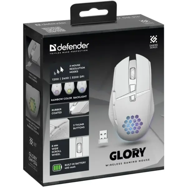 Купити Мишка Defender Glory GM-514 LED Wireless White (52513) - фото 9