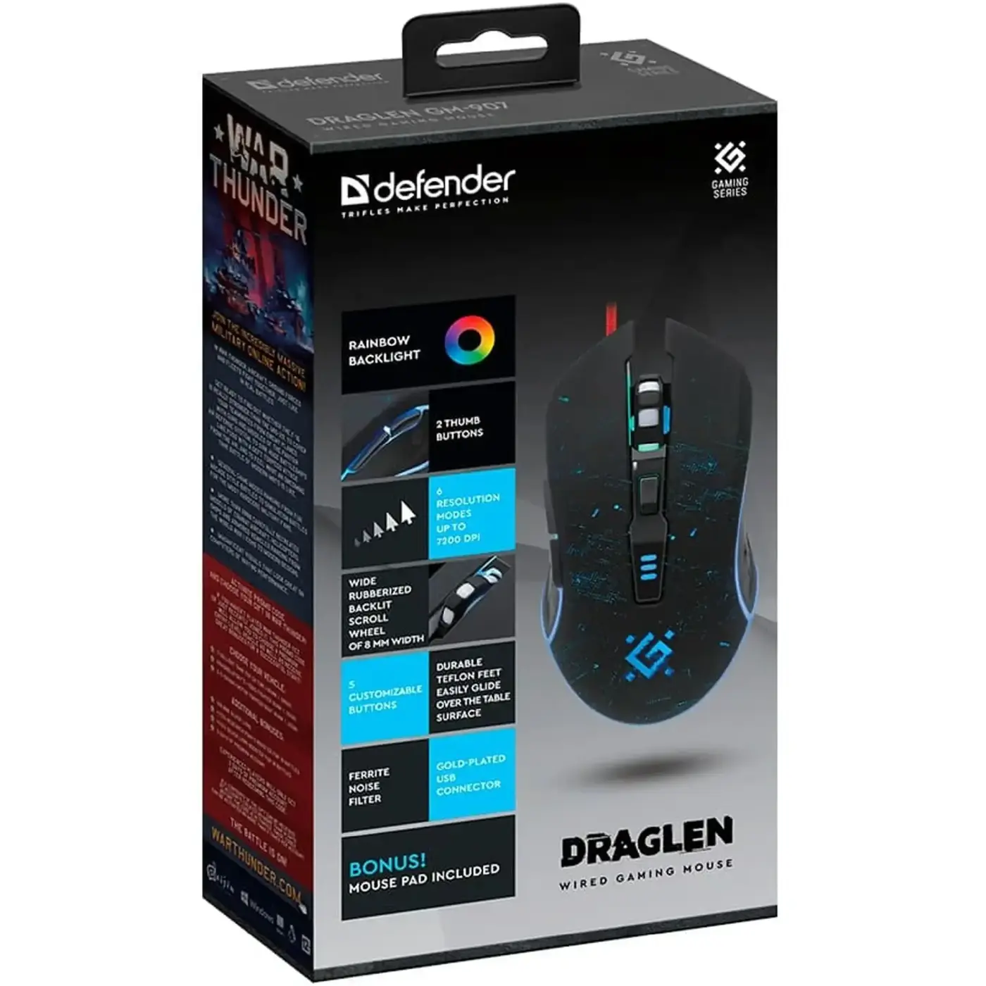 Купити Мишка Defender Draglen GM-907 RGB USB Black (52907) - фото 4
