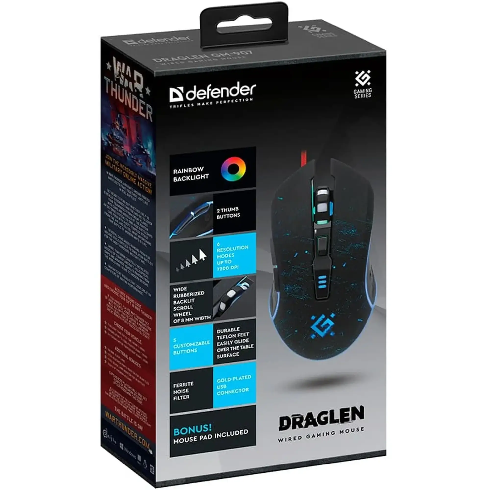 Купити Мишка Defender Draglen GM-907 RGB USB Black (52907) - фото 4