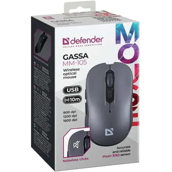Купити Мишка Defender Gassa MM-105 Wireless Silent Grey (52104) - фото 6