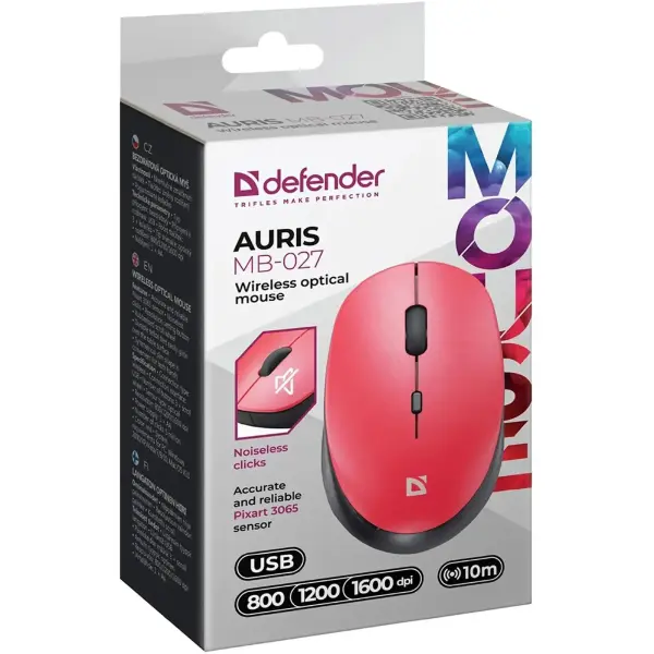 Купити Мишка Defender Auris MB-027 Silent Wireless Red (52026) - фото 6