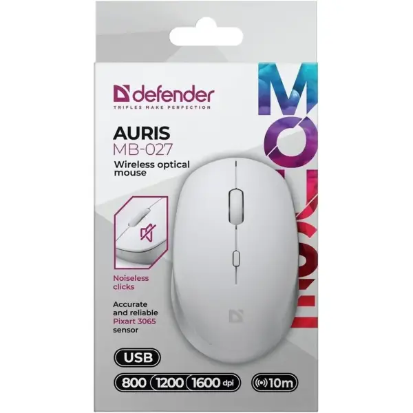 Купити Мишка Defender Auris MB-027 Silent Wireless White (52028) - фото 5