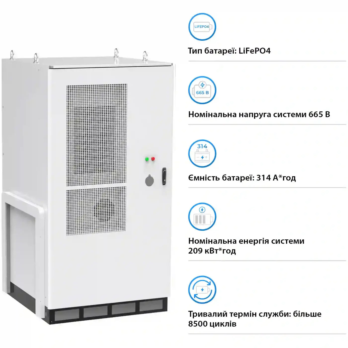 Купити Система збереження енергії GSL-BESS-209K 665.6V 314Ah 208kWh LiFePO4 IP65, Fire Extinguisher, AirConditioner with Air channel (GSL-BESS-209K) - фото 3