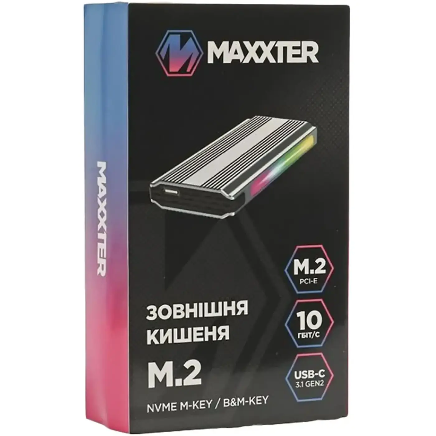 Купить Внешний карман Maxxter EHDE-2280SRGB-01 M.2 NVMe/SATA USB 3.1 - фото 4