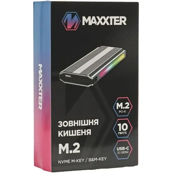 Купить Внешний карман Maxxter EHDE-2280SRGB-01 M.2 NVMe/SATA USB 3.1 - фото 4