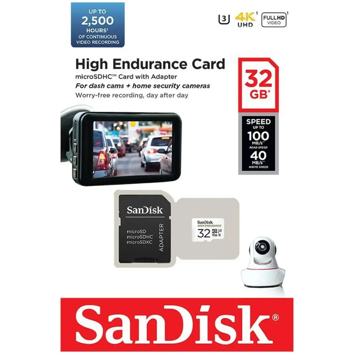 Купить Карта памяти SanDisk microSD 32GB C10 UHS-I U3 V30 R100/W40MB/s High Endurance (SDSQQNR-032G-GN6IA) - фото 2