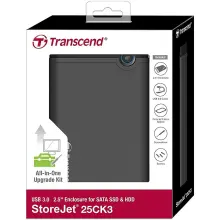 Купити Зовнішня кишеня Transcend StoreJet 25S3 для 2.5" HDD/SSD USB 3.0 Aluminum (TS0GSJ25CK3) - фото 3