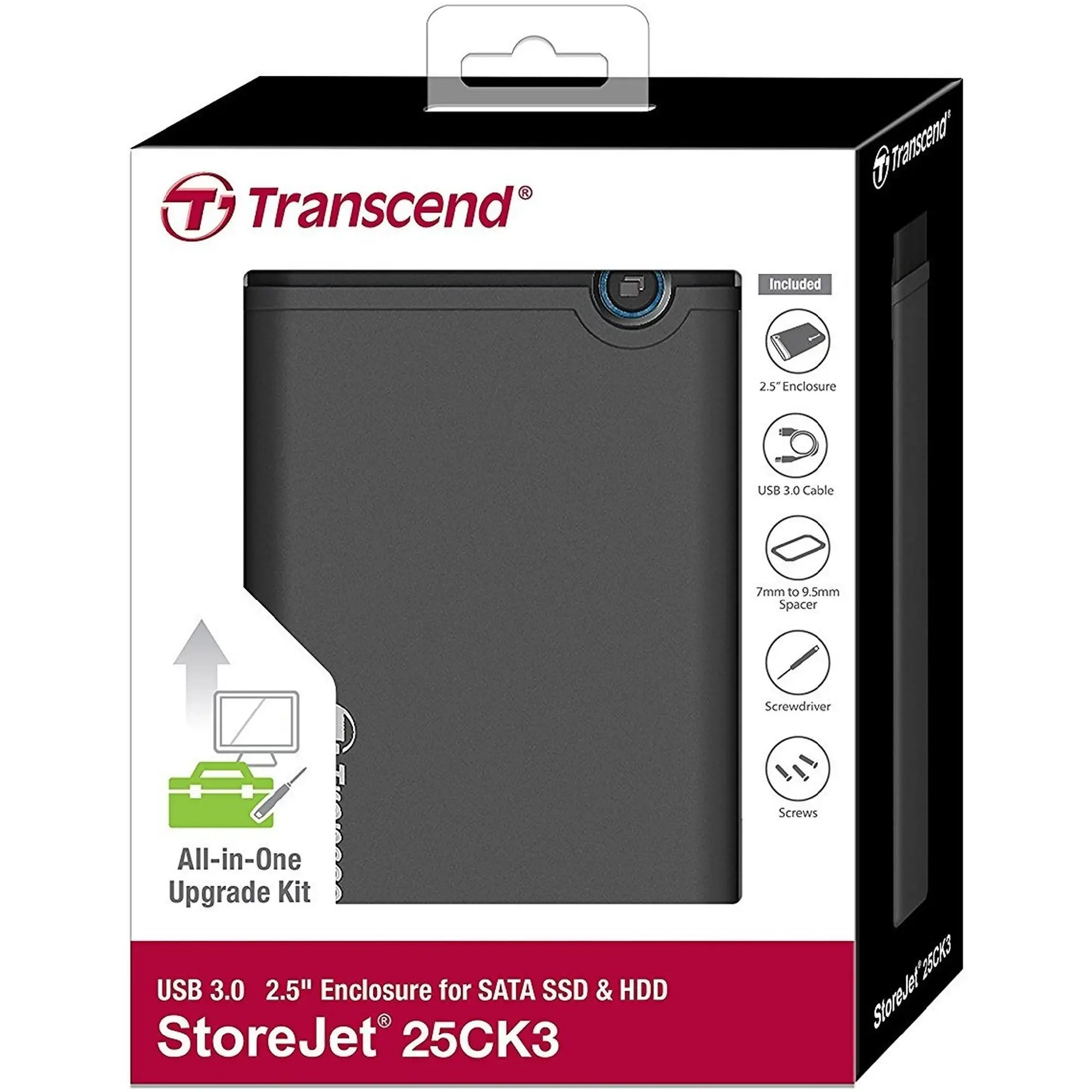 Купити Зовнішня кишеня Transcend StoreJet 25S3 для 2.5" HDD/SSD USB 3.0 Aluminum (TS0GSJ25CK3) - фото 3