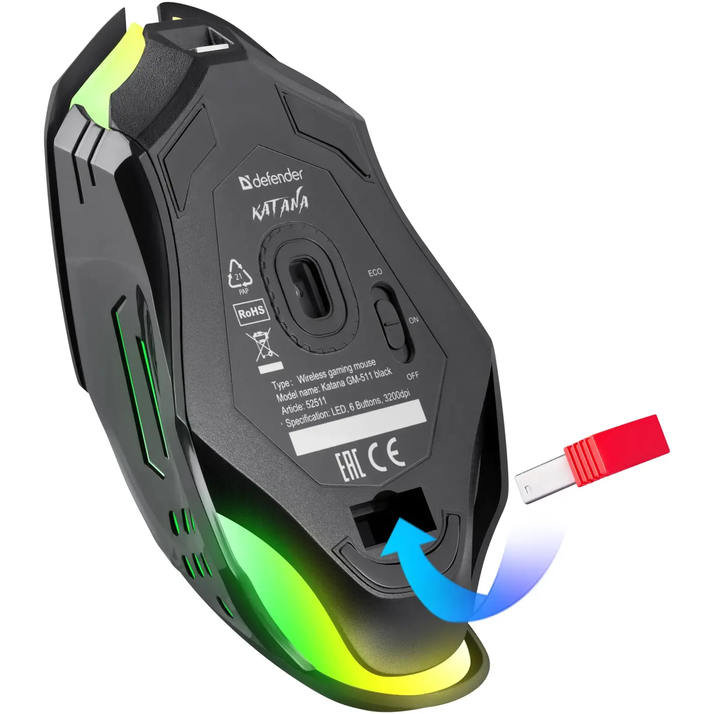Купити Мишка Defender Katana GM-511 LED Wireless Black (52511) - фото 9